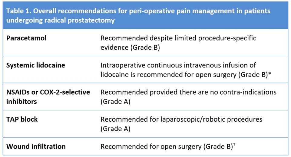 PROSPECT guidelines for postoperative pain management after radical prostatectomy ESRA